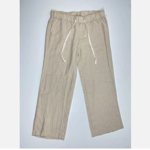 Caslon Linen Blend Pants - Striped Pull-On Petite Size PM - Picture 3 of 9